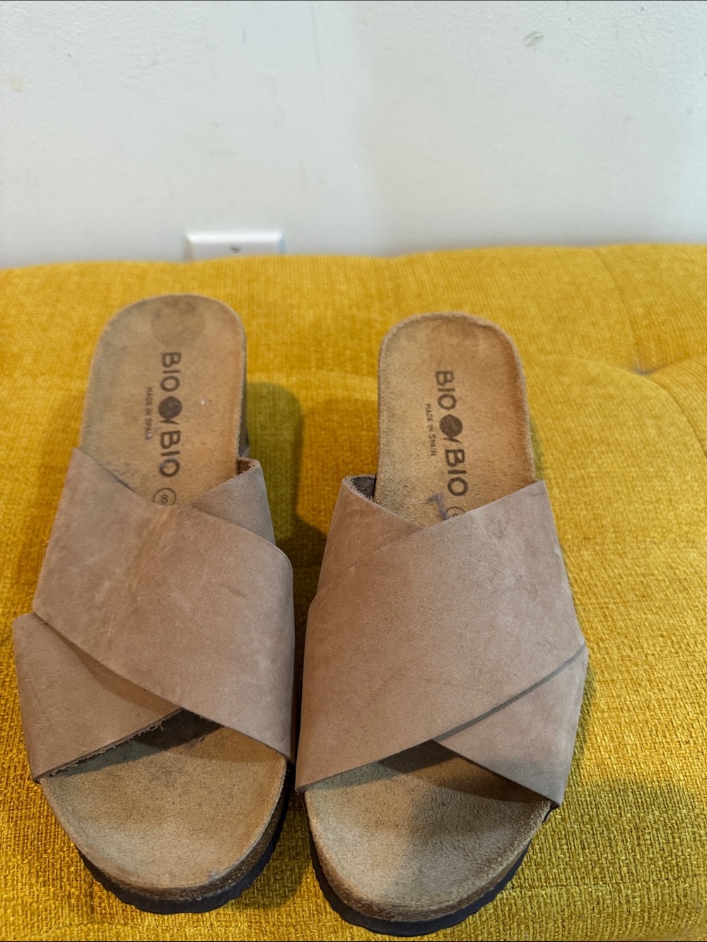 Taupe Cross-Band Slide Sandals for Women